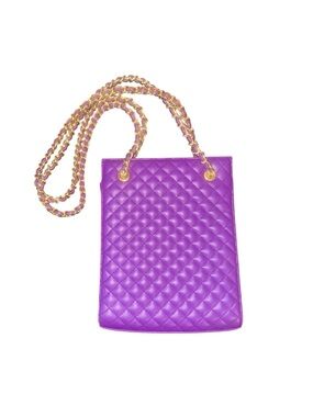 Purple Quilted Chain Strap Shoulder Bag